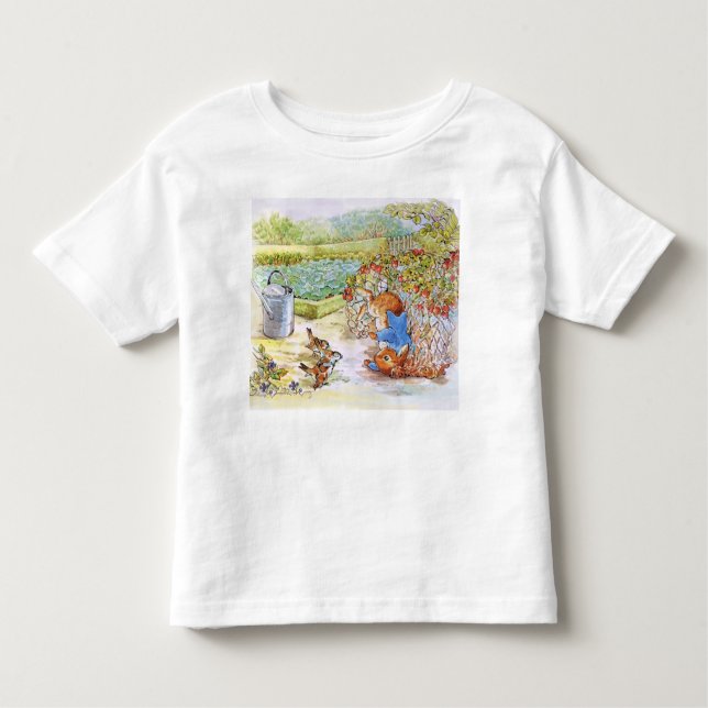 T-shirt Pour Les Tous Petits Peter le lapin Tumbling dans Vegie Patch (Devant)