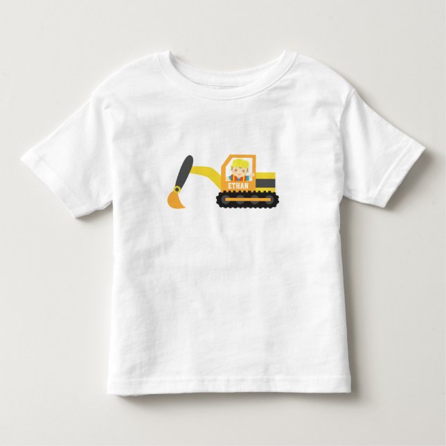 T-shirt Pour Les Tous Petits Petit constructeur Garçon Excavateur Véhicule de c (Devant)
