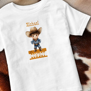 T-shirt Pour Les Tous Petits Petit Cowboy Grand Chapeau Bottes Western Le Nom D