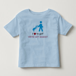 T-shirt Pour Les Tous Petits Petit garçon golfeur tirant une charrette bleue