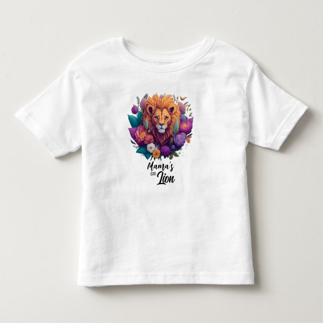 T-shirt Pour Les Tous Petits Petit lionceau de maman avec fleurs (Devant)