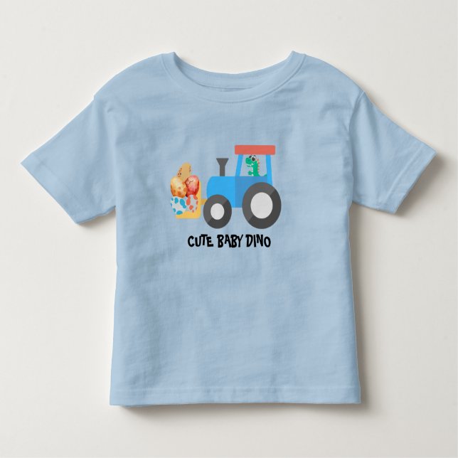 T-shirt Pour Les Tous Petits Petit oeuf dino tracteur Camion Anniversaire garço (Devant)
