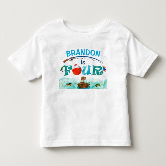 T-shirt Pour Les Tous Petits Petit pêcheur de poisson-allié 4e anniversaire (Devant)