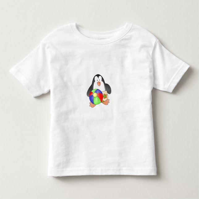 T-shirt Pour Les Tous Petits Petit pingouin à la plage (Devant)