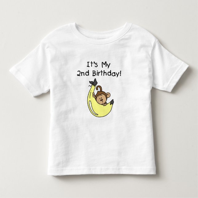 T-shirt Pour Les Tous Petits Petit singe sur Banana 2e anniversaire (Devant)