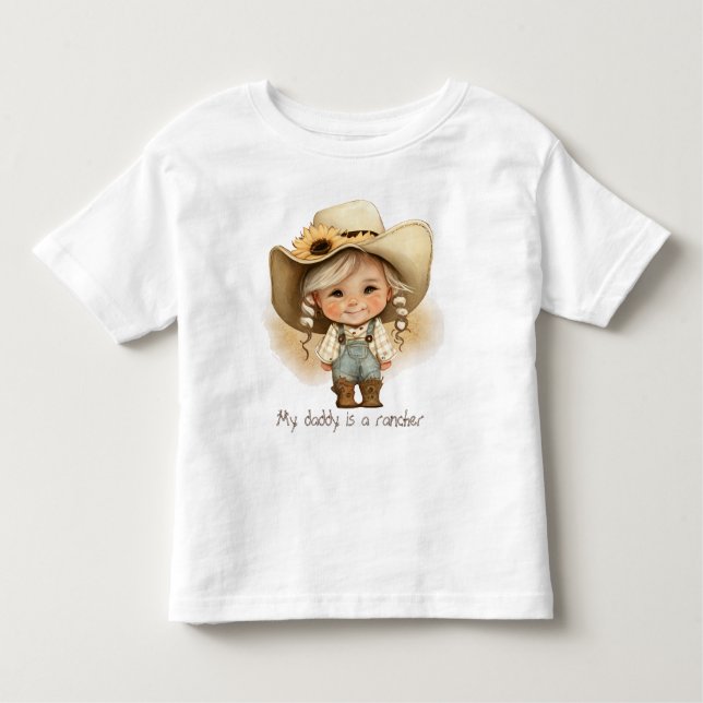 T-shirt Pour Les Tous Petits Petite Femme Mon Papa Est Un Rancher (Devant)