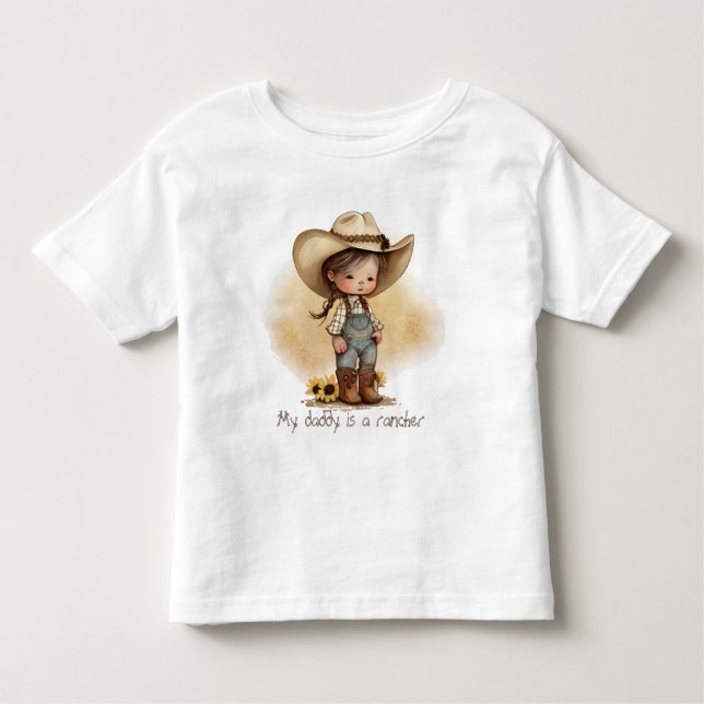 T-shirt Pour Les Tous Petits Petite Femme Mon Papa Est Un Rancher (Devant)
