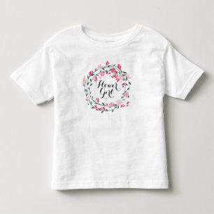 T-shirt Pour Les Tous Petits Petite soeur Coral Peony Wreath Baby Girl