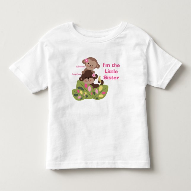 T-shirt Pour Les Tous Petits Petite soeur Soeur Singe Filles Enfants Chemise (Devant)