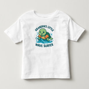 T-shirt Pour Les Tous Petits Petite tortue surfeuse de petite vague de papy