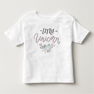 T-shirt Pour Les Tous Petits Petite Unicorne rose et gris à la main Lettrée Flo