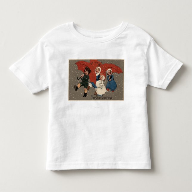 T-shirt Pour Les Tous Petits Petits enfants avec des parapluies (Devant)