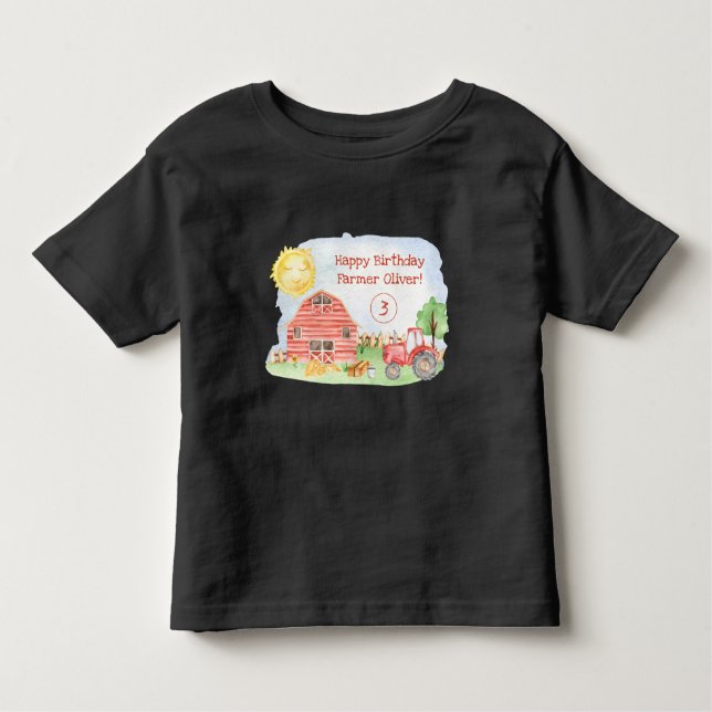 T-shirt Pour Les Tous Petits Petits Enfants Joyeux Anniversaire Farmer Boy (Devant)