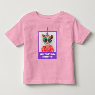 T-shirt Pour Les Tous Petits Photo personnalisé d'enfant Joyeux Anniversaire Li