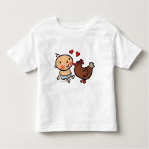 T-shirt Pour Les Tous Petits Picotin Brown mignon de poulet sur la joue pour le