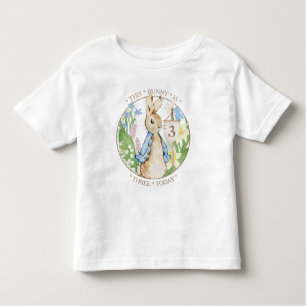 T-shirt Pour Les Tous Petits Pierre le lapin Printemps fleurs Baby shower bleu