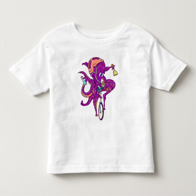 T-shirt Pour Les Tous Petits Pieuvre chevauchant un monocycle (Devant)