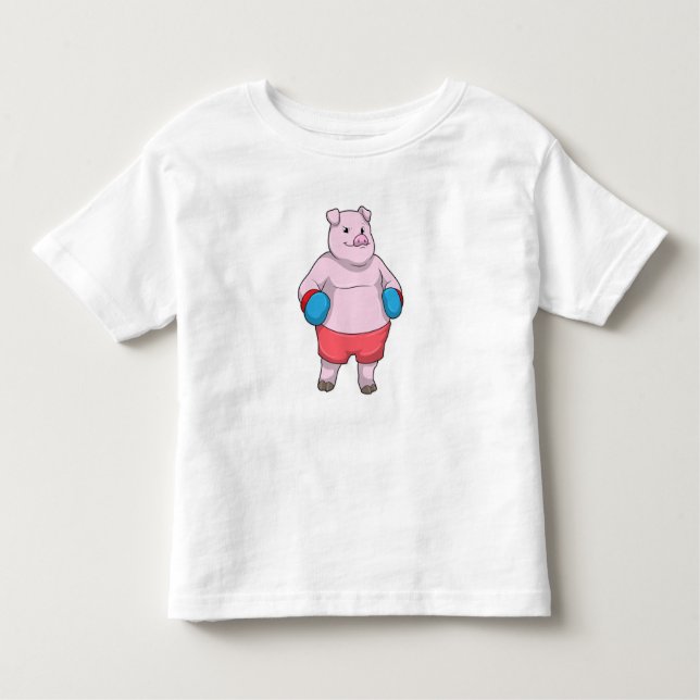 T-shirt Pour Les Tous Petits Pig at Boxing with Boxing gloves (Devant)