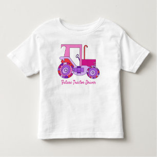T-shirt Pour Les Tous Petits Pilote de tracteur rose