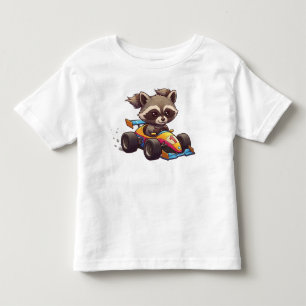 T-shirt Pour Les Tous Petits Pilote de voiture de course de bébé raton laveur m