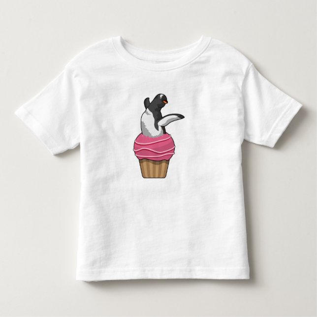 T-shirt Pour Les Tous Petits Pingouin avec muffin (Devant)