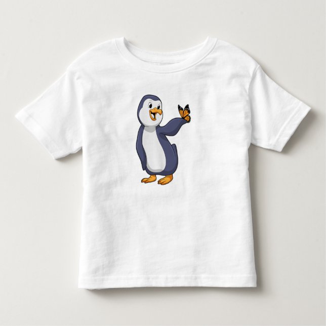 T-shirt Pour Les Tous Petits Pingouin avec papillon (Devant)