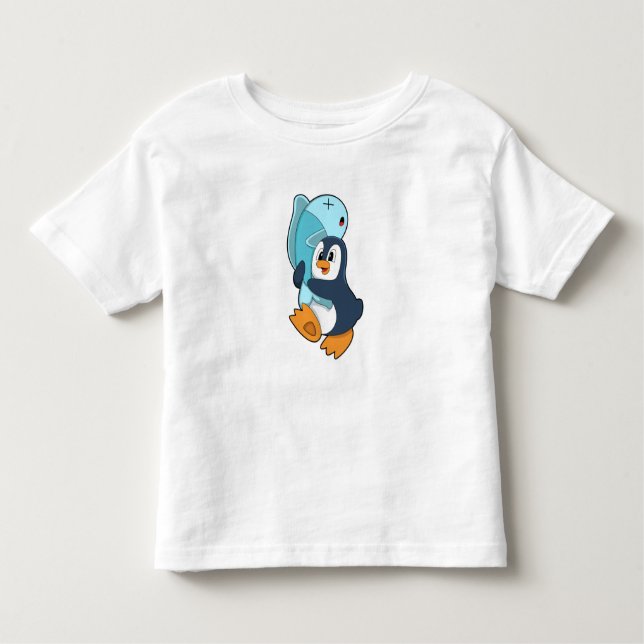 T-shirt Pour Les Tous Petits Pingouin avec poisson (Devant)