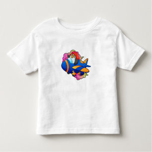 T-shirt Pour Les Tous Petits Pingouin comme pilote avec avion
