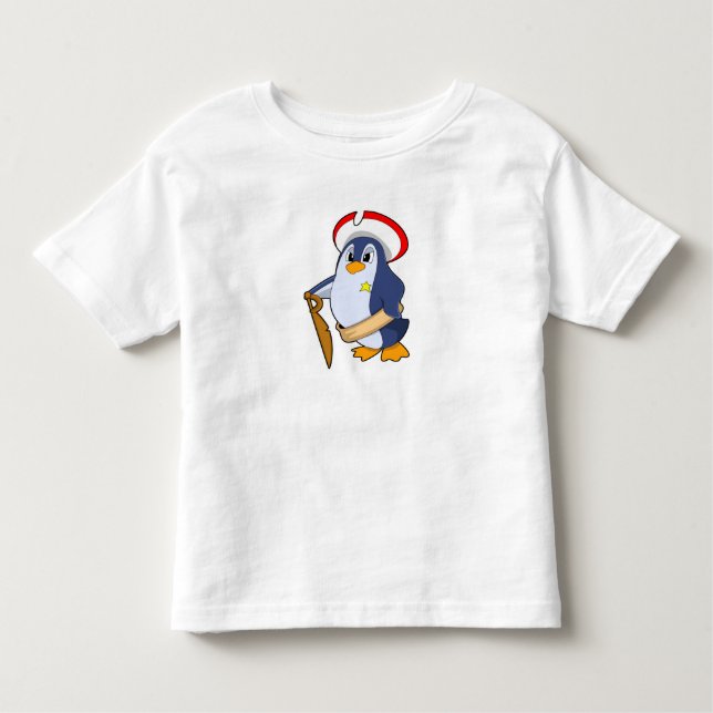T-shirt Pour Les Tous Petits Pingouin comme pirate avec Casquette (Devant)