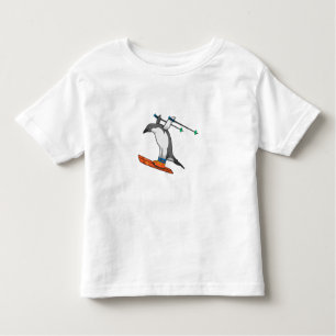 T-shirt Pour Les Tous Petits Pingouin comme Saut à ski avec Ski