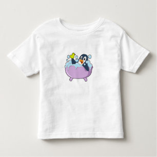 T-shirt Pour Les Tous Petits Pingouin dans la baignoire avec canard