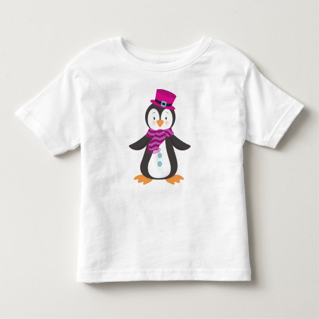 T-shirt Pour Les Tous Petits Pingouin mignon, Pingouin Avec Casquette, Pingouin (Devant)