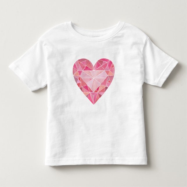 T-shirt Pour Les Tous Petits Pink Heart Gem Art Glam Diamond Love Fun (Devant)