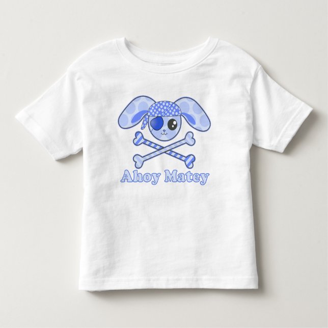 T-shirt Pour Les Tous Petits Pirate Blue Kawaii Bunny (Devant)