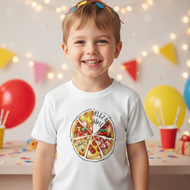 T-shirt Pour Les Tous Petits Pizza aquarelle personnalisée (Créateur téléchargé)