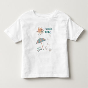 T-shirt Pour Les Tous Petits Plage Babe-Umbrella, Balle, Empreintes dans le sab