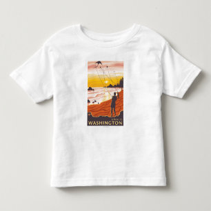 T-shirt Pour Les Tous Petits Plage et cerfs-volants - Ilwaco, Washington