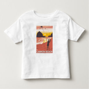 T-shirt Pour Les Tous Petits Plage et cerfs-volants - plage de canon, Orégon