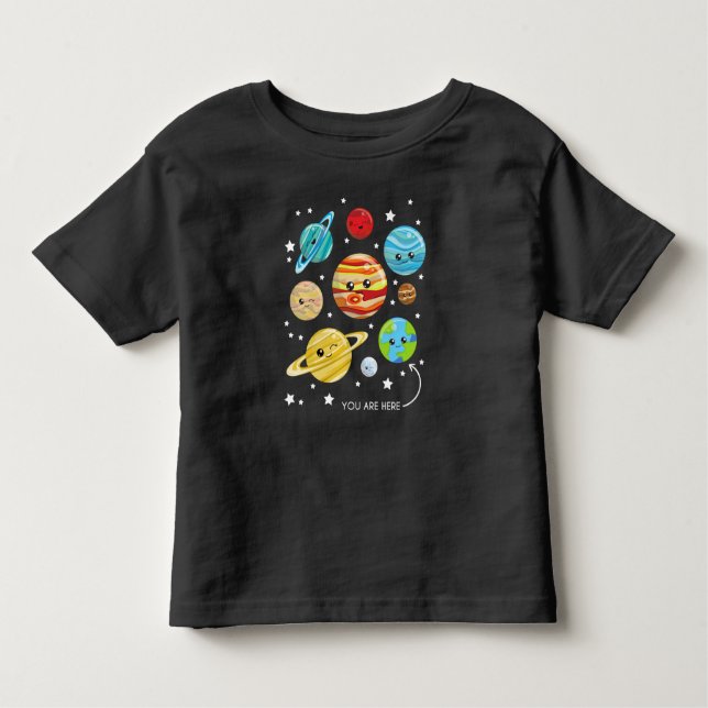 T-shirt Pour Les Tous Petits Planètes mignonnes, Planètes Kawaii, Espace, Cosmo (Devant)