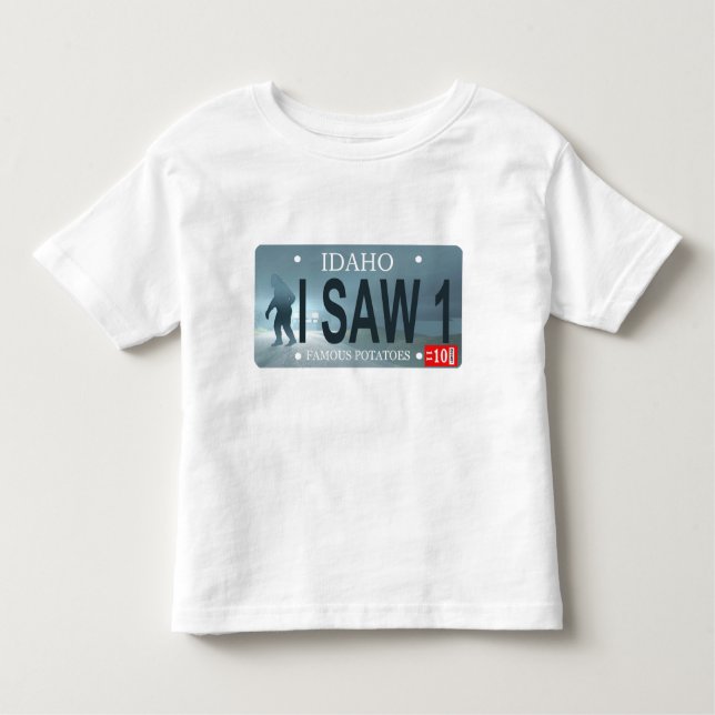 T-shirt Pour Les Tous Petits Plaque de licence Idaho "I Saw 1" Sasquatch (Devant)