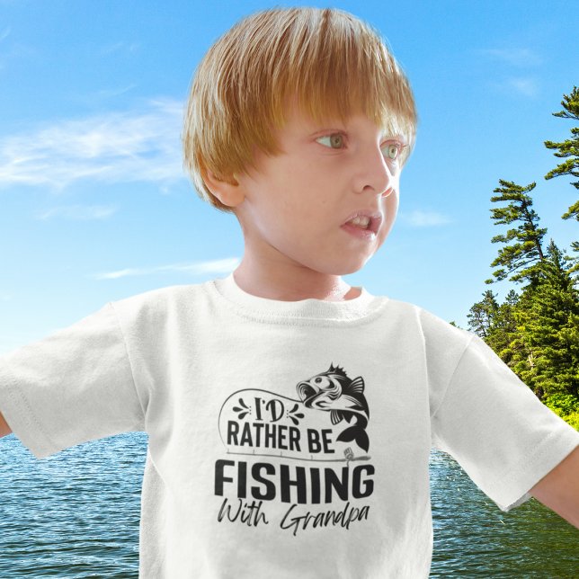 T-shirt Pour Les Tous Petits Plutôt Pêcher Avec Grand-Père Drôle (Créateur téléchargé)