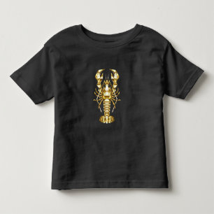 T-shirt Pour Les Tous Petits Poisson à langouste polygonale dorée sur noir