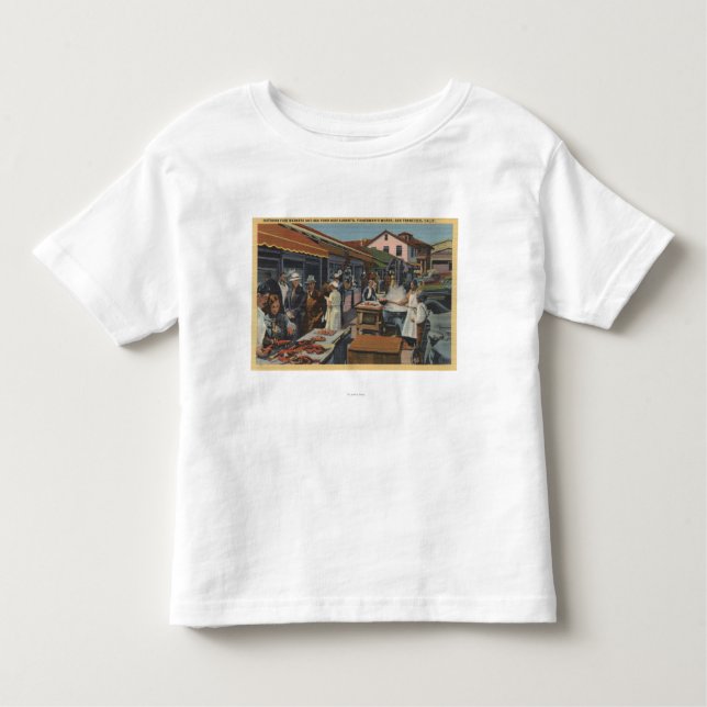T-shirt Pour Les Tous Petits Poissonneries extérieures sur le quai du pêcheur (Devant)