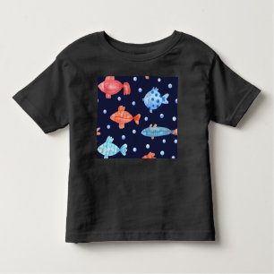 T-shirt Pour Les Tous Petits Poissons colorés et perles sur Arrière - plan bleu