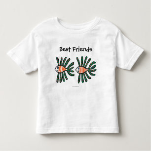 T-shirt Pour Les Tous Petits Poissons jumeaux verts et oranges d'aileron