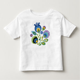 T-shirt Pour Les Tous Petits Polonais Floral bleu foncé Papercut Design