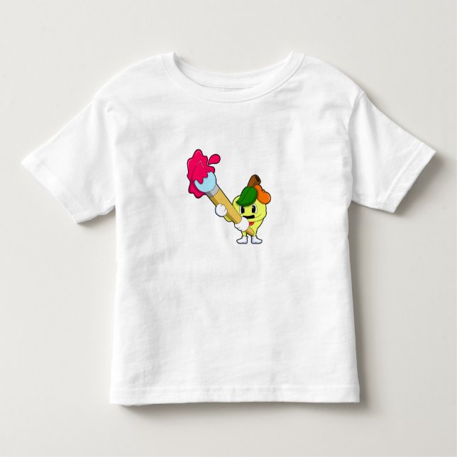 T-shirt Pour Les Tous Petits Pomme comme Peintre avec pinceau (Devant)