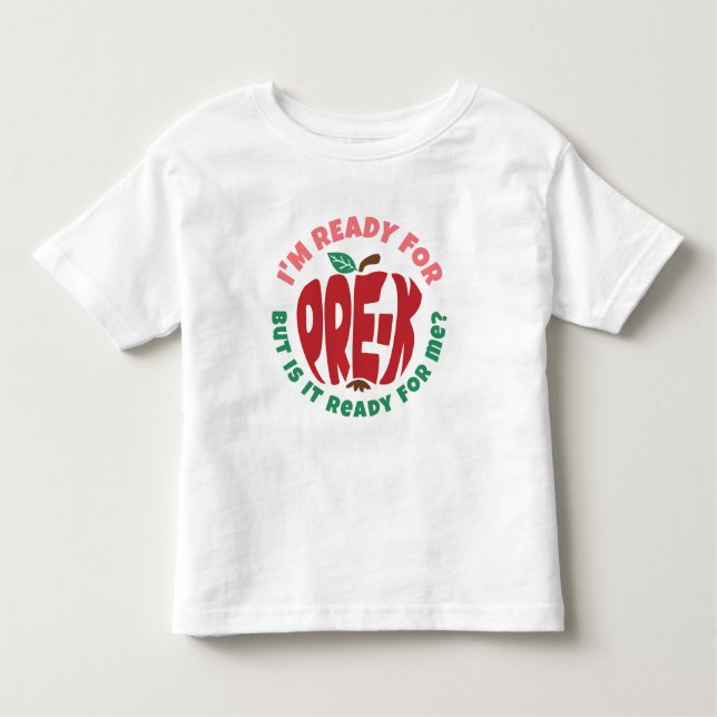 T-shirt Pour Les Tous Petits Pomme rouge rose drôle prête pour la maternelle (Devant)