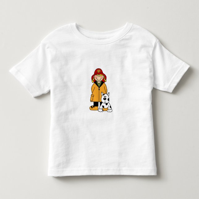 T-shirt Pour Les Tous Petits Pompier avec Dalmation (Devant)