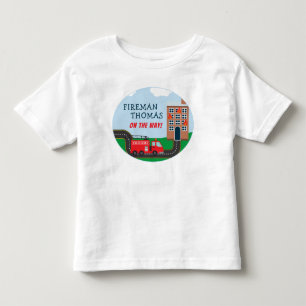 T-shirt Pour Les Tous Petits Pompier et Camion d'incendie avec le petit garçon 